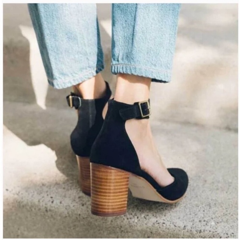 Anthropologie Soludos Collette Heels Leather Velvet Sz 7.5 Night Out Party Prom - Picture 15 of 16